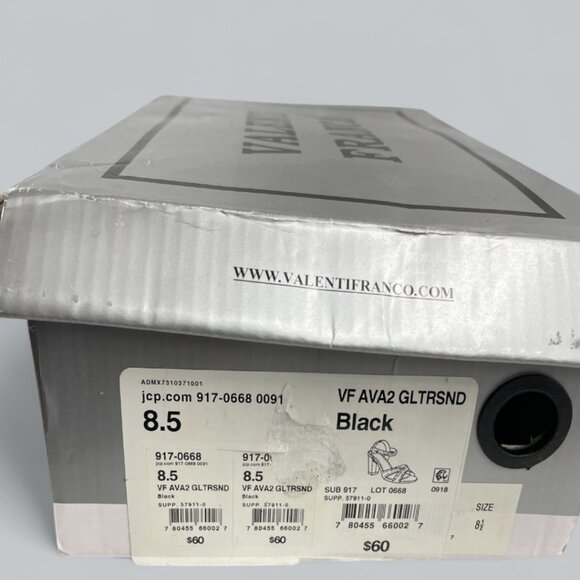 Valenti Franco Women's 8.5 Strappy Sandal Black Glitter Beaded High Heel Shoes - Picture 10 of 11